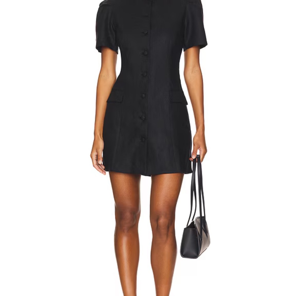 Faithfull the Brand Black Puff Sleeve Mini Dress